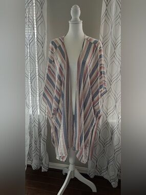 Lane Bryant Striped Open-Front Kimono top piece in Blue, Pink, Cream